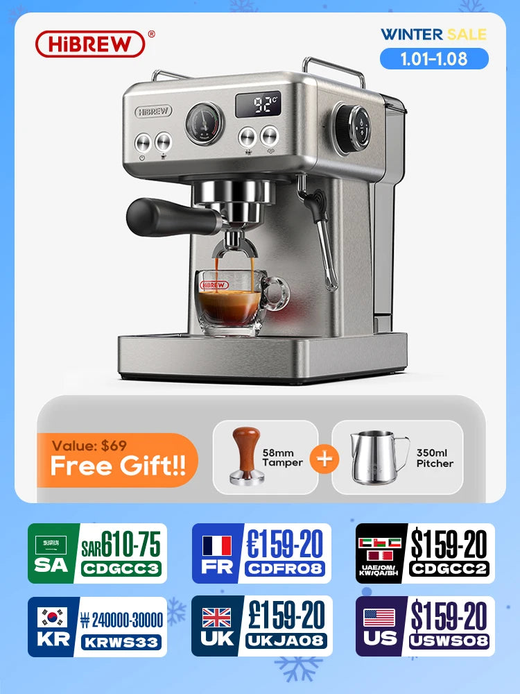 HiBREW H10A Semi-Automatisch Espresso Coffee Machine